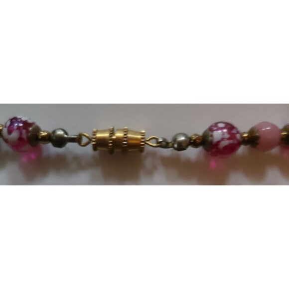Vintage Venetian Wedding Cake Pink Opaline Murano Glass Bead Necklace 18” - Picture 3 of 6